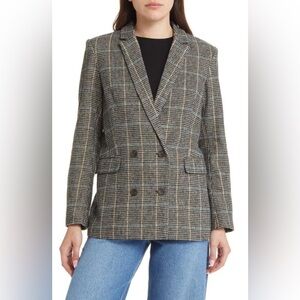 NWOT Rails Cody Houndstooth Check Double Breasted Blazer Sand Ash Women’s Small